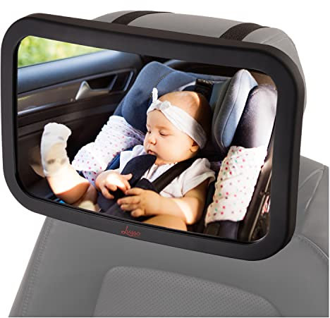 Baby Mirror for Car - Largest and Most Stable Backseat Mirror with Premium Matte Finish - Crystal Clear View of Infant in Rear Facing Car Seat - Safe, Secure and Shatterproof