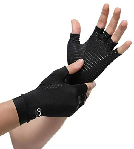 Benrise Gaming-Handschuhe, Silikongriff, rutschfest, Anti-Schweiß, Stoma, atmungsaktives Design, perfekte bequeme Passform, Anti-Arthritis, fingerlose Kupfer-Kompressionstherapie-Handschuhe