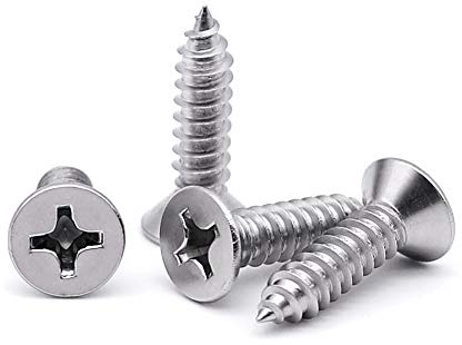 #6 x 3/4 (100 pcs) Flat Head Sheet Metal Screws, 304 Stainless Steel (18-8), Phillips Drive, Self Tapping, Corrosion Resistant Screws for Wood, Sheet Metal and More