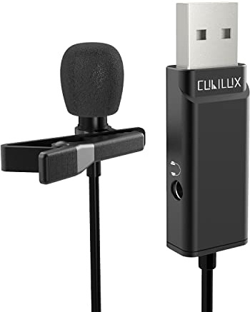 Cubilux USB Lavalier Microphone, USB A Omnidirectional Lapel MIC Compatible Vlog, Gaming, Interview, Skype Zoom, YouTube, USB Clip-On Condenser MIC Hi-Res Sound Card for PC, Laptop, Computer, PS5
