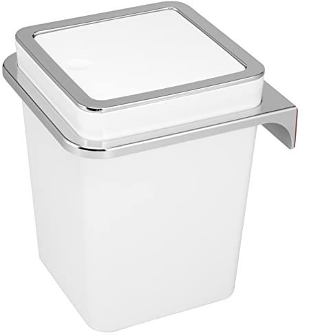 bremermann Kosmetikeimer Savona inkl. Wandhalterung // mit Schwingdeckel // Badeimer, Kunststoff, 5,5 Liter (Weiß, eckig)