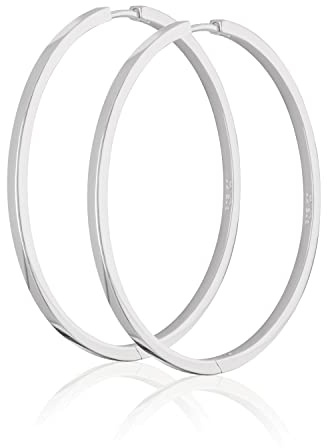 NKlaus Par 925 sterling silver vikbara creoler fyrkant 1,8 mm tjocka örhängen rod., 42mm, Sterlingsilver,