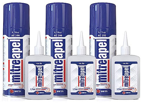 Mitreapel 3 pièces Extra forte et rapide à la foudre, super colle de haute qualité, ensemble industriel 3 pièces de colle Second avec activateur 200ml, colle à deux composants super glue