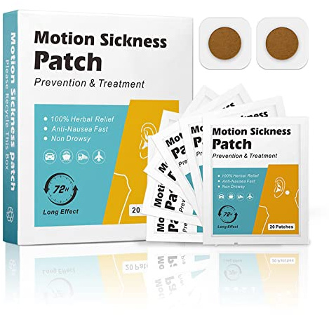 Motion Sickness Patches, Anti Nausea Sea Sickness Patch,Relieve Vomiting, Nausea, Dizziness Resulted from Travel of Cars, Ships, Airplanes, Fast Acting and No Side Effects (20count)