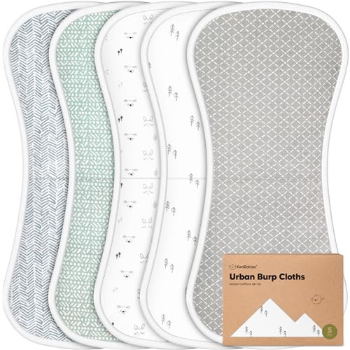 KeaBabies Bio Rülpstücher Baby Junge & Mädchen - 5er Pack Super Saugfähige Baumwoll-Spucktücher für Babys, Weiche & Plüsch Neugeborenen Mulltücher für Milch Spucken, 53cm x 25cm (Nordic)