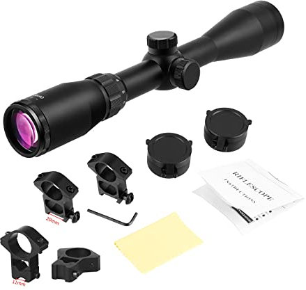 ToopMount 3-9x40 Lunettes de visée, viseur 1/4 MOA, Traitement de l'objectif Violet, avec couvercles d'objectif rabattables, Anneaux de 2x20mm Montage Picatinny Weaver et 2x11mm et Queue d'aronde