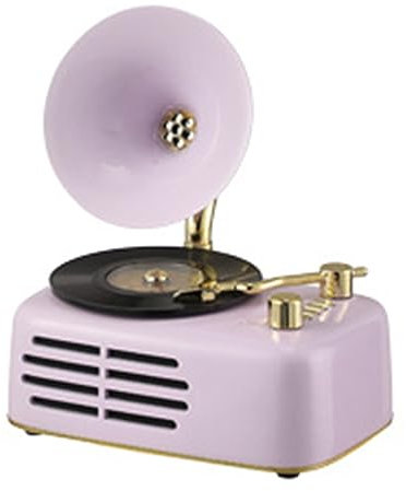 OSMARI Mini Gramophone Decoration Retro Multi-Functional Bluetooth Stereo, Fm Radio, Bluetooth Playback, Two-Channel Stereo, USB Playback,Purple