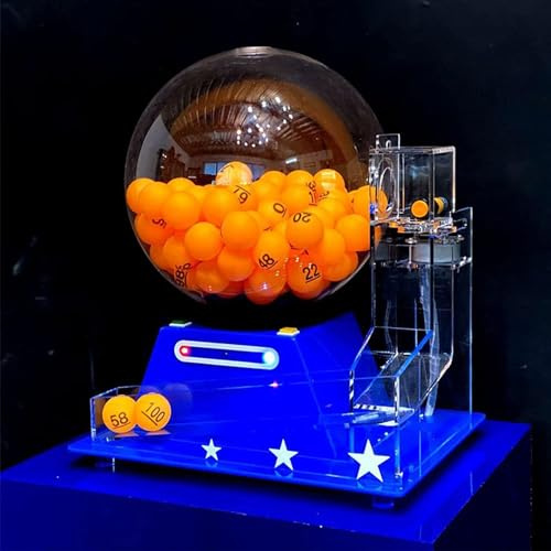GEJLELDS Macchina per Lotteria elettrica, Set da Bingo Deluxe, Include Gabbia da Bingo, Palline chiamanti, fiches Colorate, Ideale per Grandi Gruppi, Feste