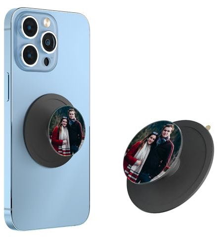 Handy-Griff, kompatibel mit magnetischer, personalisierter Handyhalter-Buchse und kabellosem Laden, Schwarz