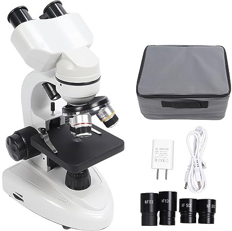 MENDUNER Mikroskop für Kinder, Verbundmikroskop, Binokularmikroskop 40X-3000X 360° Drehung, Klares Bild, Hohe Auflösung für Inspektionslabor (EU-Stecker 100–240 V)