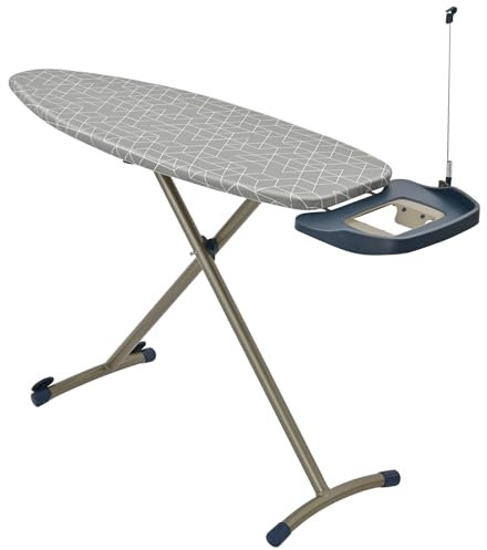 Duffy® Ironing Board with Steam Generator Iron Tray | Retractable Iron Rest & Cable Holder | Extra Thick Padded Reversible Cover | Glider Wheels (159cm x 42cm))