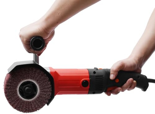 Ecoggeder 1580W Electric Drahtziehmaschine,Poliermaschine,6-Stufen Geschwindigkeitsregelung 100-3000 U/min für Auto, Metall und Holzverarbeitung,mit Rad (Rot und Schwarz)