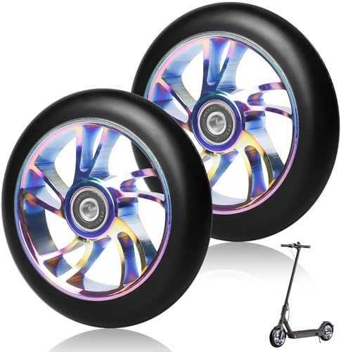 2 pièces de roues pour trottinette stunt de 110 mm, roues de rechange pour trottinettes colorées, roues de roller 88A pour stunt avec roulements ABEC-9, jante en aluminium, roues de rechange pour