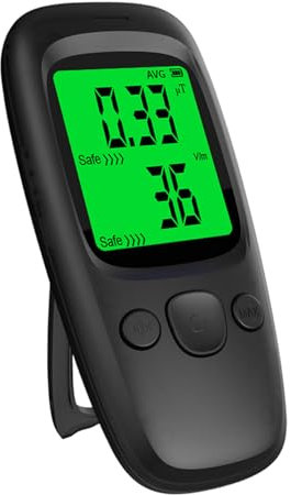 Detector de radiación nuclear, pantalla LCD Muestra de detector de radiación de contador Geiger con modo promedio/pico y alarma inteligente, medidor de monitor de mano operado por batería con soporte