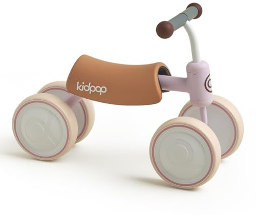 kidpop Big Bee Bicicleta sin Pedales, Bicicleta de Equilibrio, Juguete Bebés de 1 a 2 años, 4 Ruedas de EVA Balance Bike, Asiento Desmontable, Morado