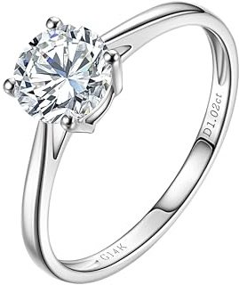 CRITI RORA 1 Carat Lab Grown Diamond Engagement Ring 14K White Gold,IGI Certified Round Cut (E-F Color VS1-VS2) Classic 4-Prong Ring for Women,Wedding Ring (1 Carat, 7)