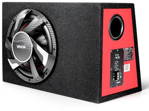 VEVOR Subwoofer per Auto Sistema Audio con Cassa da 305 mm, Subwoofer Amplificatore 245 W RMS Kit di Cablaggio, Pacchetto Amplificatore Integrato Gamma di Frequenza 30-150 Hz da Veicoli SUV Auto