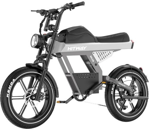 HITWAY Electric Bike, Fat Tire E bike 20×4.5 Inch Off Road Electric Mountain Bike for Men, 48V 25Ah Battery, 250W Motor 25 km/h, 7 Speed, Hydraulic Brakes, NFC Card, Range 80-100 km