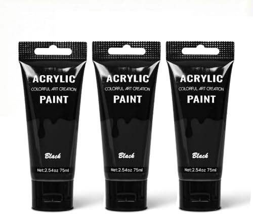 YULL Peinture acrylique noir mat - 225 ml Peinture noire imperméable et opaque pour métal, bois, verre, céramique, toile, pierre, tissu et cuir