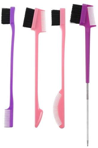 SWETRACE Pincel de Cejas de Doble Punta Multiusos 4 Piezas Cerdas de Nylon y Mango Abs para Maquillar y Peinar Cejas de Forma Natural y Ordenada Color Aleatorio