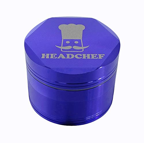Headchef Hexcellence - Macinino per erbe aromatiche in metallo, con raschietto, 4 pezzi, 55 mm, colore: viola