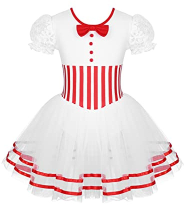 Alvivi Maillot de Danza Tutú para Niña Vestido de Gimnasia Rítmica Leotardo Ballet Maillot de Patinaje Artístico Disfraz de Bailarina Navidad Carnaval 5-14 Años Rojo 8 años