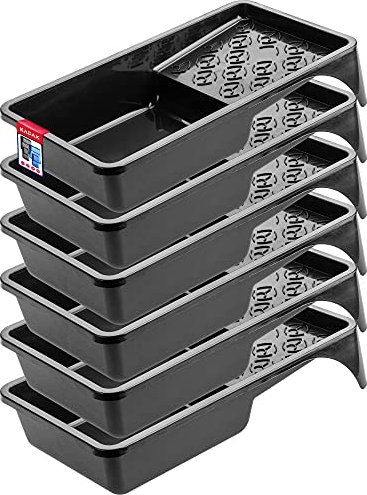 KADAX Bandeja de pintura de plástico, bandeja de pintura con mango pequeño, bandeja de pintura, accesorios de pintura, suministros de pintura, cuenco de pintura (6), color negro