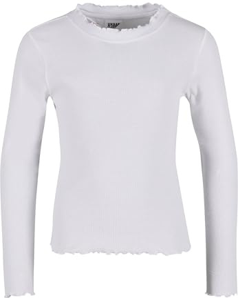 Urban Classics Manga Larga para niña Camiseta, Blanco, 13 años para Niñas