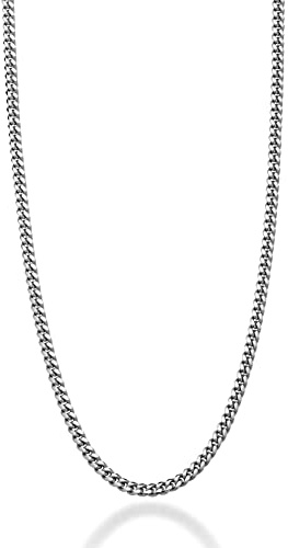 Miabella Italian Heavy 925 Sterling Silver Thick 3.2mm, 5mm, 7mm Curb Cuban Link Chain Necklace for Men Made in Italy (3.2mm, Length 20 Inches)