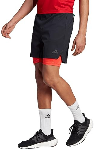 Adidas Herren 2-in-1 Pow Short, Schwarz/Rojbri/Schwarz, M