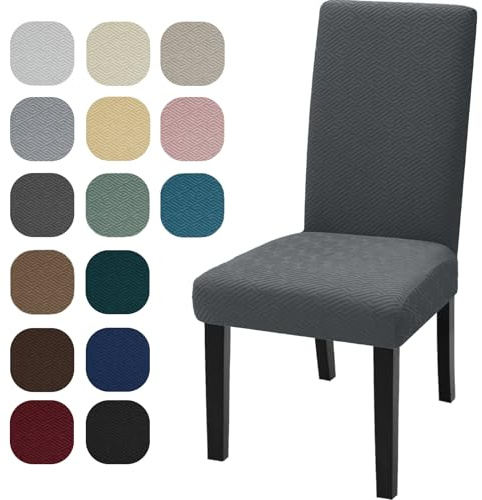YSTELLAA Stuhlhussen 6er Set, Stuhlhussen Stretch, Sesselüberzug, Universal-Sitzbezug, Waschbar Und Abnehmbar, Dekoration Stuhlbezug Für Haus, Bankett-/Büro-Hochzeitsdekorationen, Grau