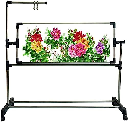 Soporte para Marco de Punto de Cruz, Soporte para Bordado Ajustable, Kit de Soporte para Bordado con polea Universal, Mesa de Regazo para Bordado de pie, Marco de Piso para Costura