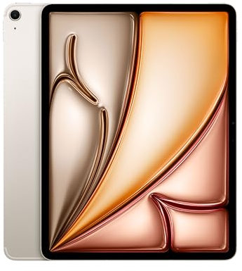 Apple 13 iPad Air (M2): Liquid Retina Display, 1 TB, 12 MP Querformat Frontkamera/12 MP Rückkamera, WLAN 6E und 5G Mobilfunk mit eSIM, Touch ID, Batterie für den ganzen Tag – Polarstern