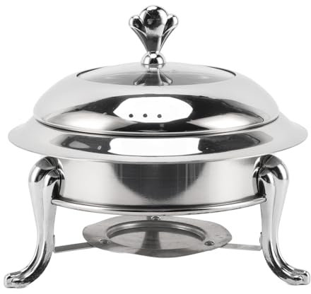 Chafing Dish Buffet Set Stainless Steel Buffet Warmer Portable Catering Buffet Stove with Lid and Fuel Holder for Hot Pot Parties Banquets and Gatherings (22cm)