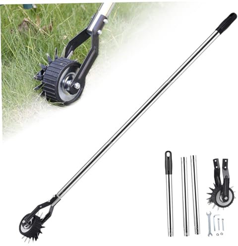Lawn Edger Tool 53.2 inch Rotary Grass Edger Tool with Wheel 3 Sections Stainless Steel Handle Manual Lawn Edger for Landscaping Sidewalk Yard