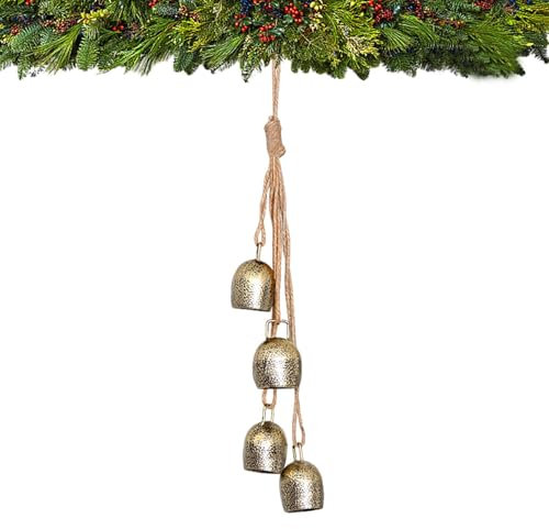 Campane Di Mucca Natalizie, Campanacci Di Mucca Per Decorazioni Natalizie Rustiche | Decorazione Da Parete A Grappolo Con 4 Campane Campane 'armonia - Campanelli Per Mucche Lucky Harmony Su Corda,