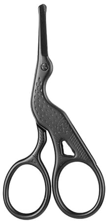 IMAXWAVE Tijeras de acero inoxidable para pelo facial con punta redonda - Recortadora de precisión para cejas, oído, bigote, nariz y barba - Aseo personal seguro, ligero y portátil - Negro