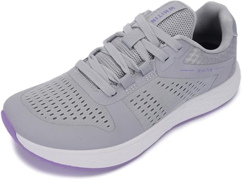 WHITIN Women's Wide Toe Box Running Shoes + Zero Drop Sole with Durable, Protective Upper Size 10 Light Grey 42