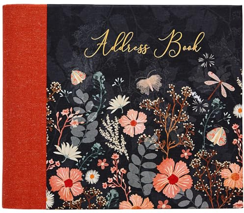 Design By Violet Midnight Madness Address Book – Elegant Navy Blue Floral Design with Foil Finish – 132 Pages, 520 Entries for Contacts & More