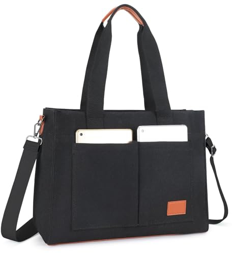 VINBAGGE Sac Cabas Femme, Sac à main Femme Ordinateur 15.6 Pouces, Sac Multi-poches Résistant à l'eau Sac Fourre Tout pour Université Quotidien