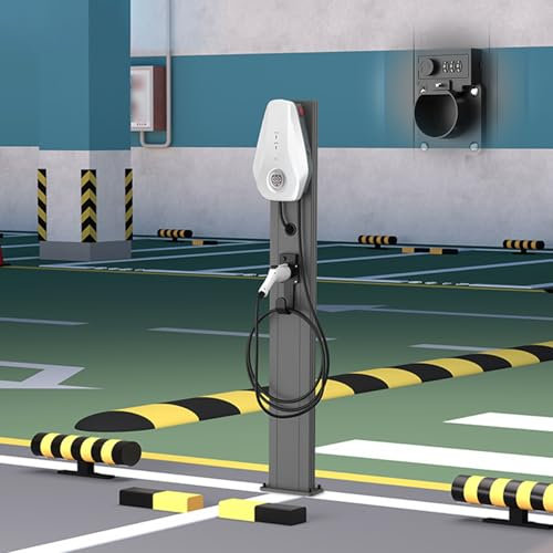 UrbanUp Borne de Recharge Borne de Recharge pour Véhicules Électriques avec Crochet en J, Support de Chargeur pour Garage, Gestion des Câbles et Emplacement du Port de Charge Verrouillable(Gray)