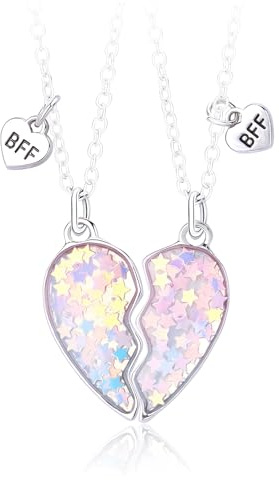 Bellabon 2 Stück Freundschafts Anhänger Halsketten, BFF-Halskette, Freundschaft Halsketten, Bff Ketten für 2 Mädchen, Freundschaftskette Anhänger Geschenk Personalisierter Schmuck
