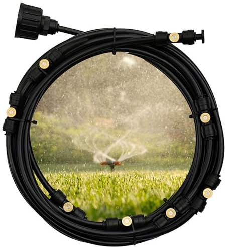 LASTOOLS Misters for Outside Patio,26FT(8M) Misting Line+8 Mist Nozzles, Outdoor Misting Cooling System for Patio Backyard Garden Greenhouse trampoline