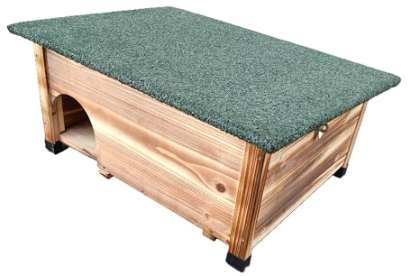 Relaxdays abri pour hérissons en Bois avec Fond, entrée labyrinthique, Toit étanche, 25 x 57 x 44 cm, Finition brûlée