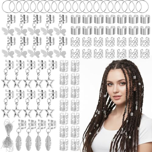 90 piezas de accesorios para el pelo de plata para rastas de pelo ajustables piratas dorados accesorios para el pelo para trenzas joyas anillos pelo perlas clip festival accesorios para el cabello