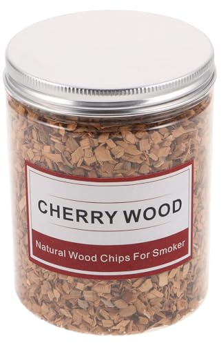 Sewroro Astillas de Madera de Cerezo para Ahumar 125 G Tamaño Mediano Virutas Naturales para Barbacoa y Parrilla Aroma Ahumado para Cocina al Aire Libre y Fiestas