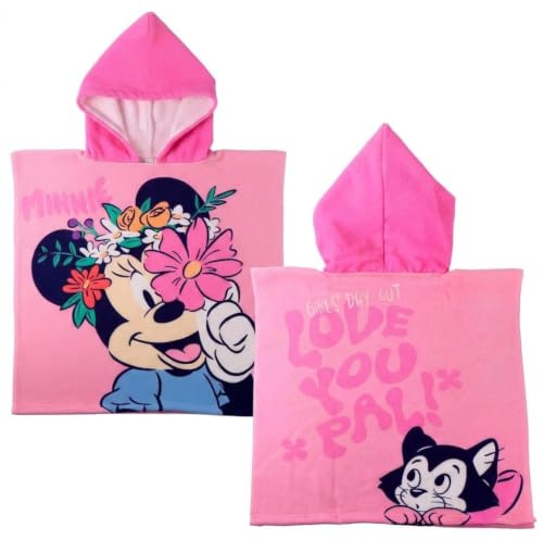 Poncho Minnie Niño y Niña - Poncho Infantil Minnie con Capucha y Secado Rápido, Toalla Poncho Niños, Playa, Piscina y Verano, Baño Infantil Ligero y Absorbente