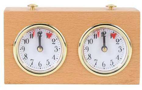 Orologio da scacchi Temporizzatore analogico Retro in legno Meccanico ad alta precisione Temporizzatore da gioco per competizione ufficiale Allenamento quotidiano Orologio da
