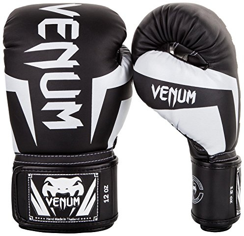 VENUM Elite Guanti da Boxe, Unisex - Adulto, Nero/Bianco, 10 oz