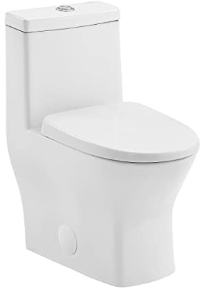 Swiss Madison SM-1T257 Sublime II Compact 24 Length One Piece Toilet Dual Flush 1.1/1.6 GPF with Side Holes, Glossy White